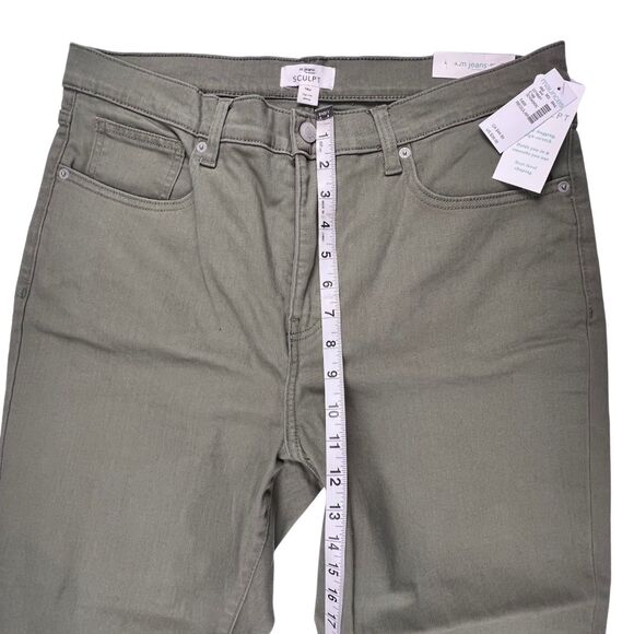 M Jeans Pants 14W Olive Green Neutral Tone Denim Casual Skinny High Rise Jeans - Picture 4 of 14